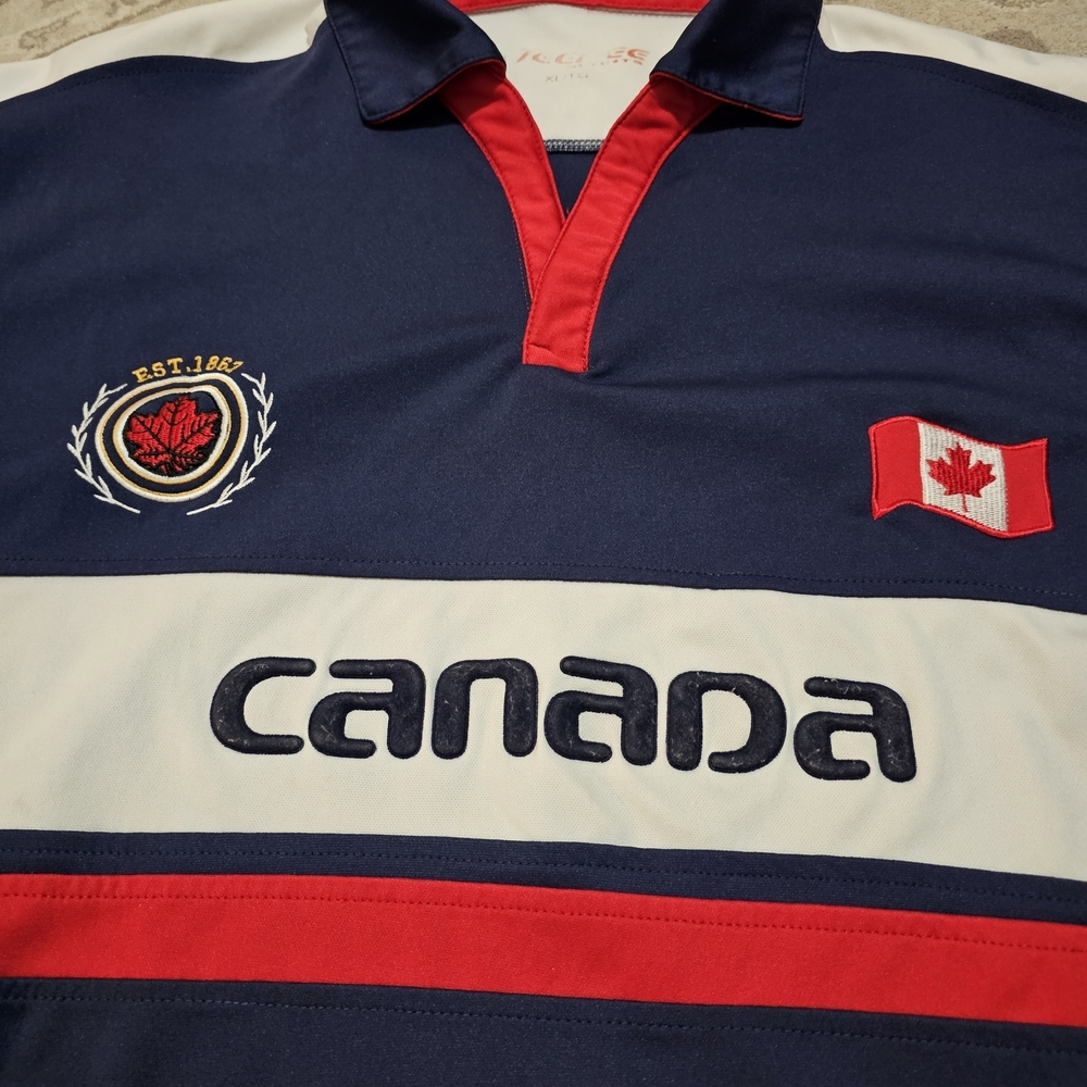 Canada Navy Short Sleeve Rugby Polo with Red & White Accents - Picture 3 of 4